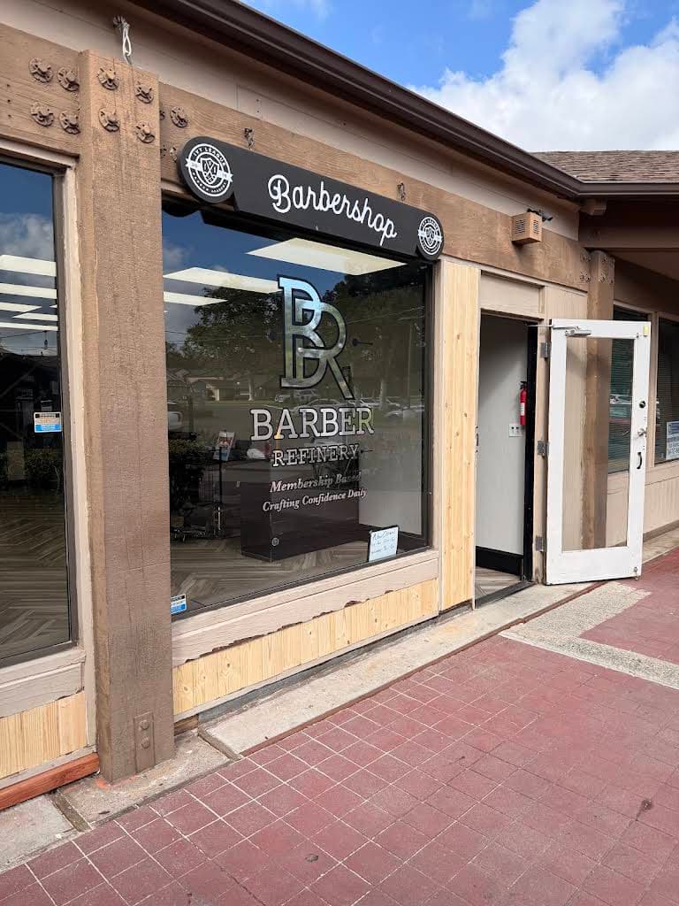Barber Refinery barbershop storefront in Escondido, CA