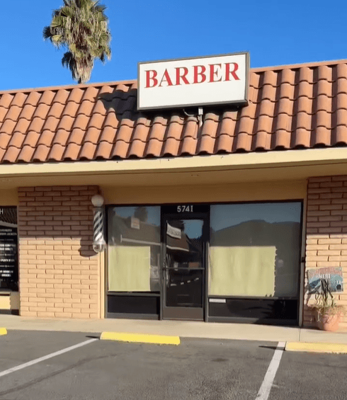 Barber Refinery barbershop storefront in San Marcos, CA