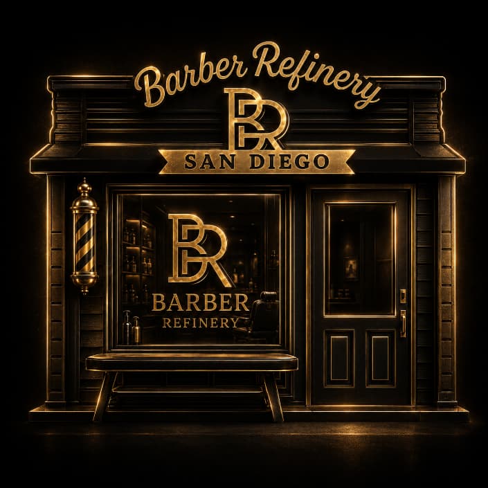 Barber Refinery storefront signage