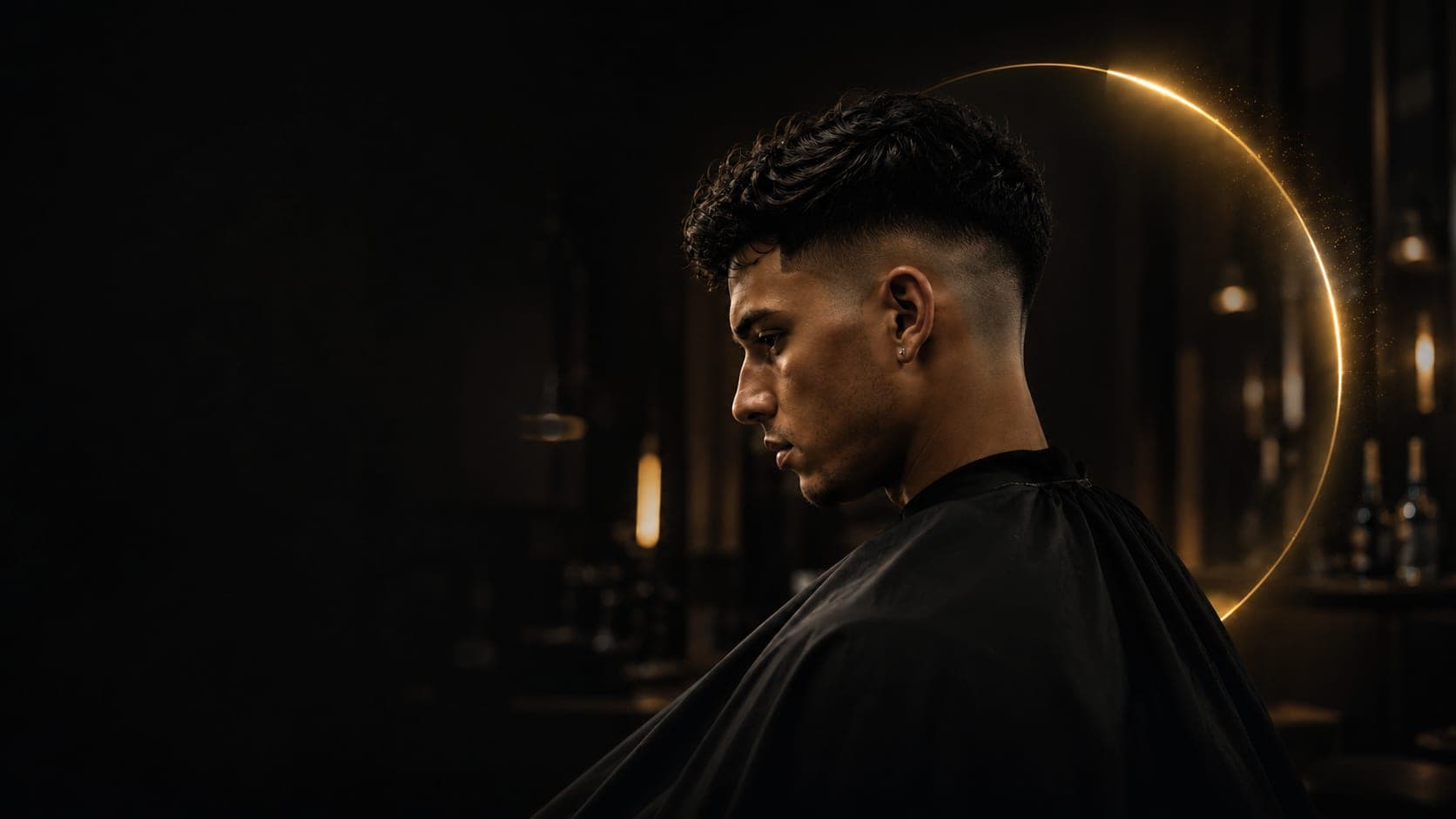Barber Refinery barbershop interior with black leather chairs in San Diego County